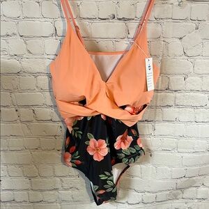 XL Floral One-Piece Swimsuit by Beachsissi. NWT. Adjustable straps. Buil…